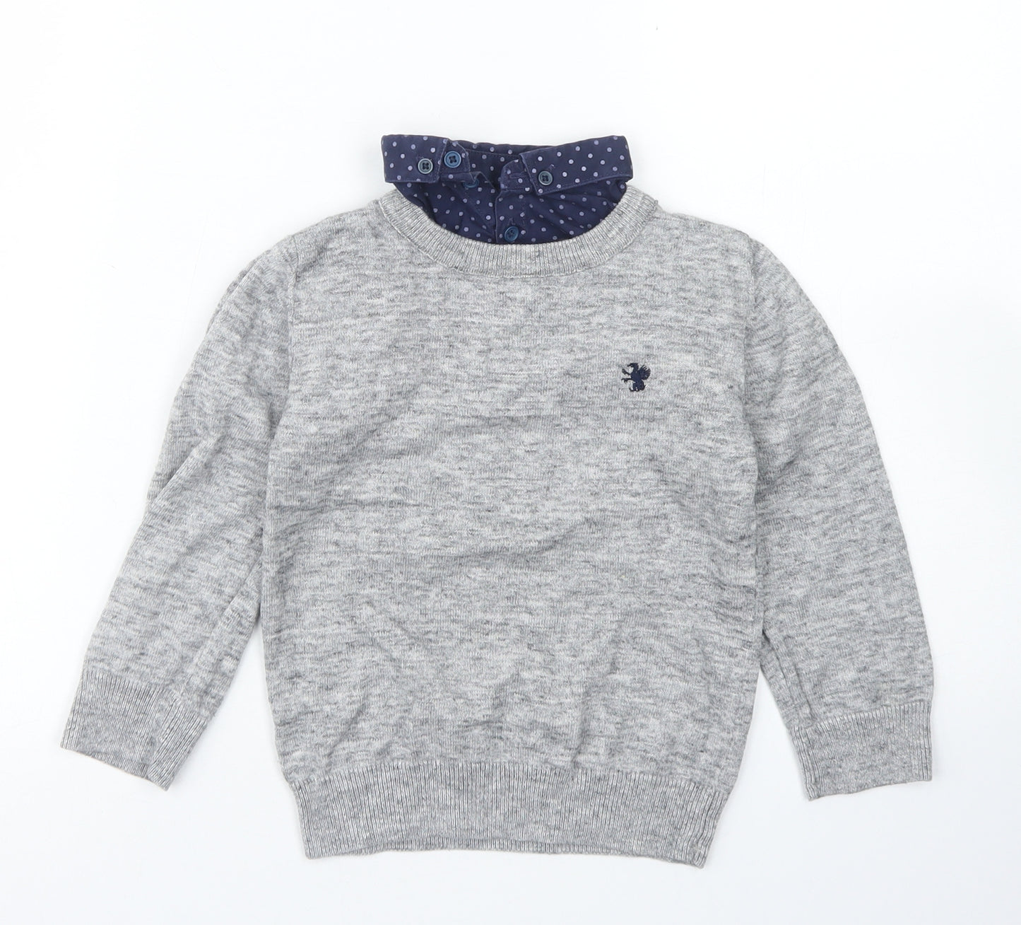 NEXT Boys Grey Crew Neck  Cotton Pullover Jumper Size 4 Years