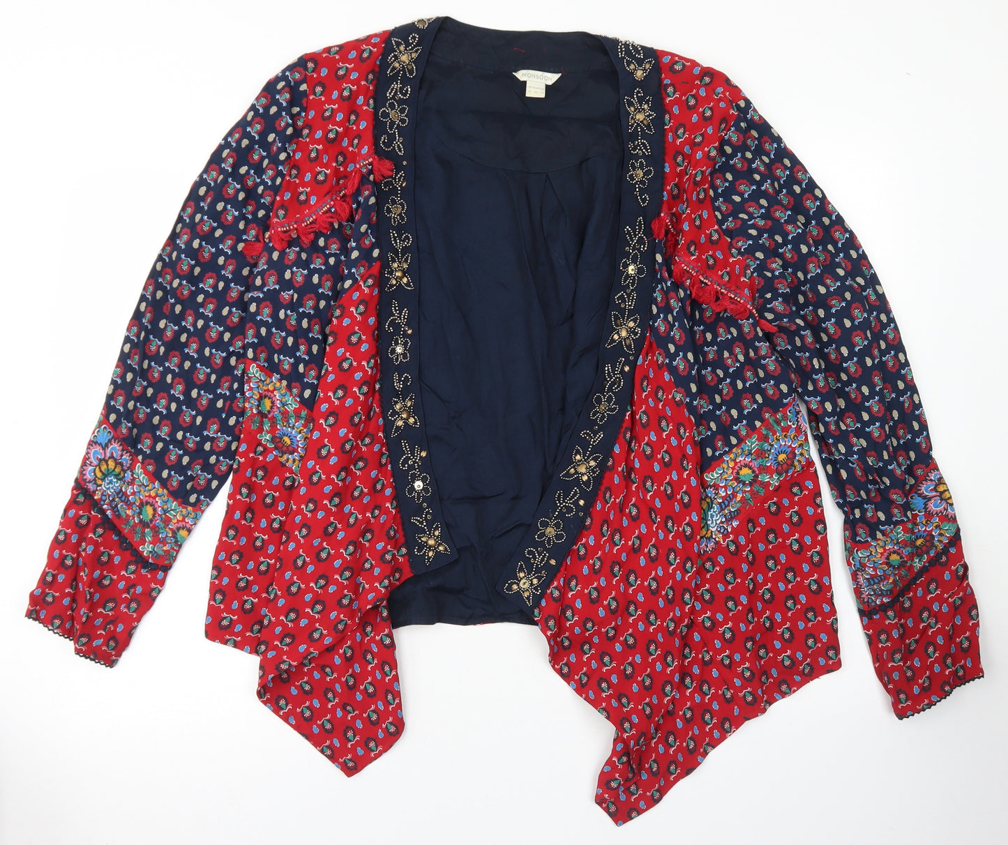 Monsoon Womens Red Floral  Kimono Jacket Size 14