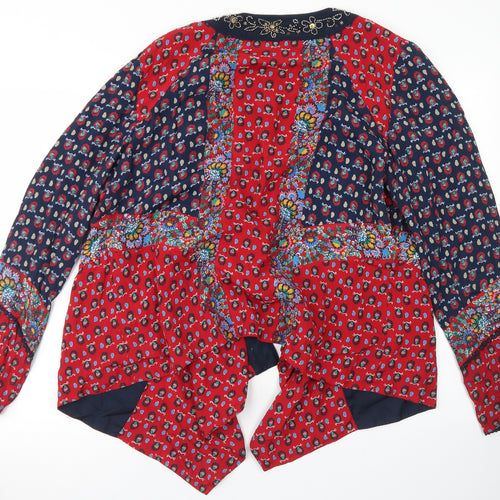 Monsoon Womens Red Floral  Kimono Jacket Size 14