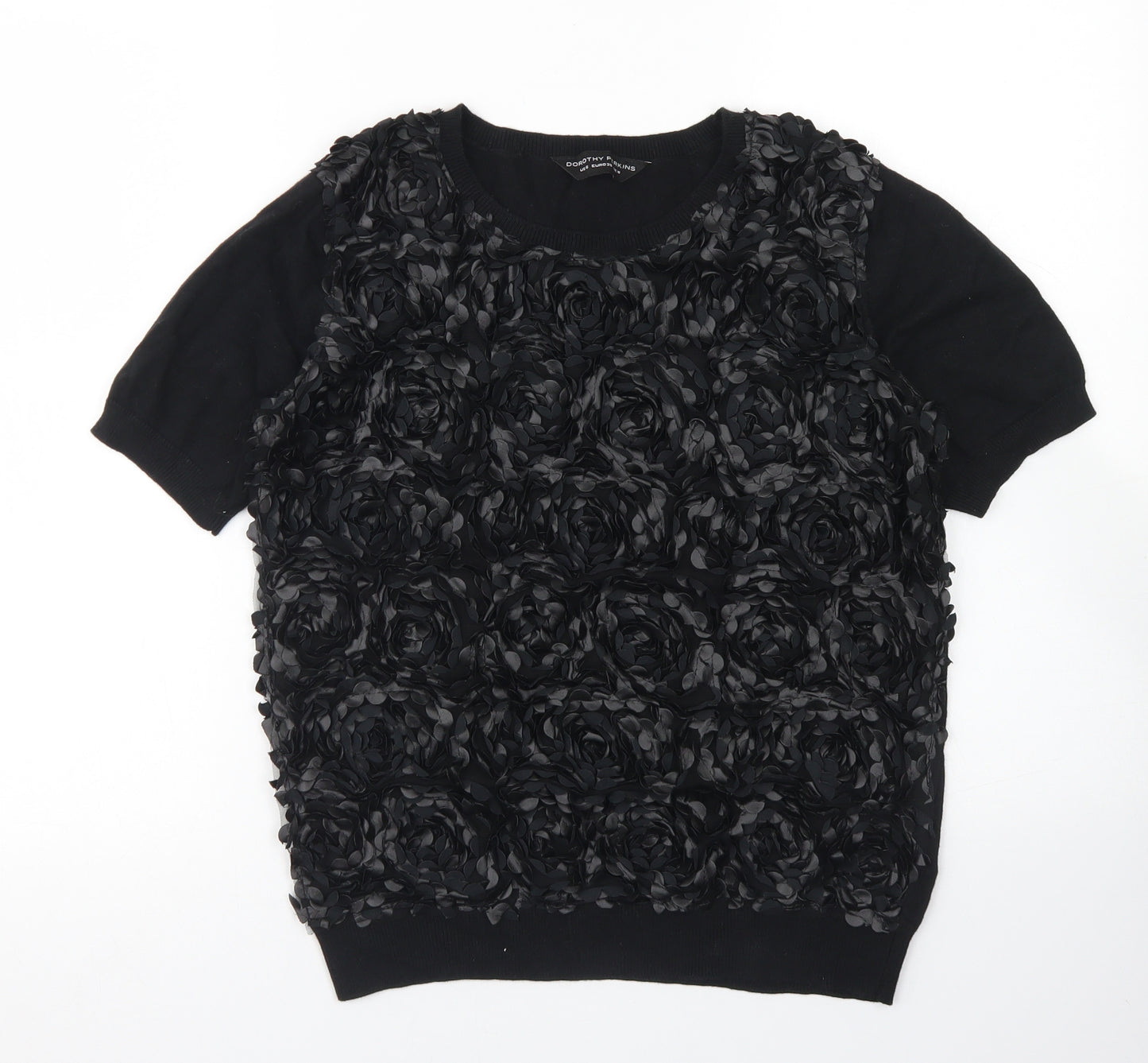 Dorothy Perkins Womens Black Crew Neck  Cotton Pullover Jumper Size 10