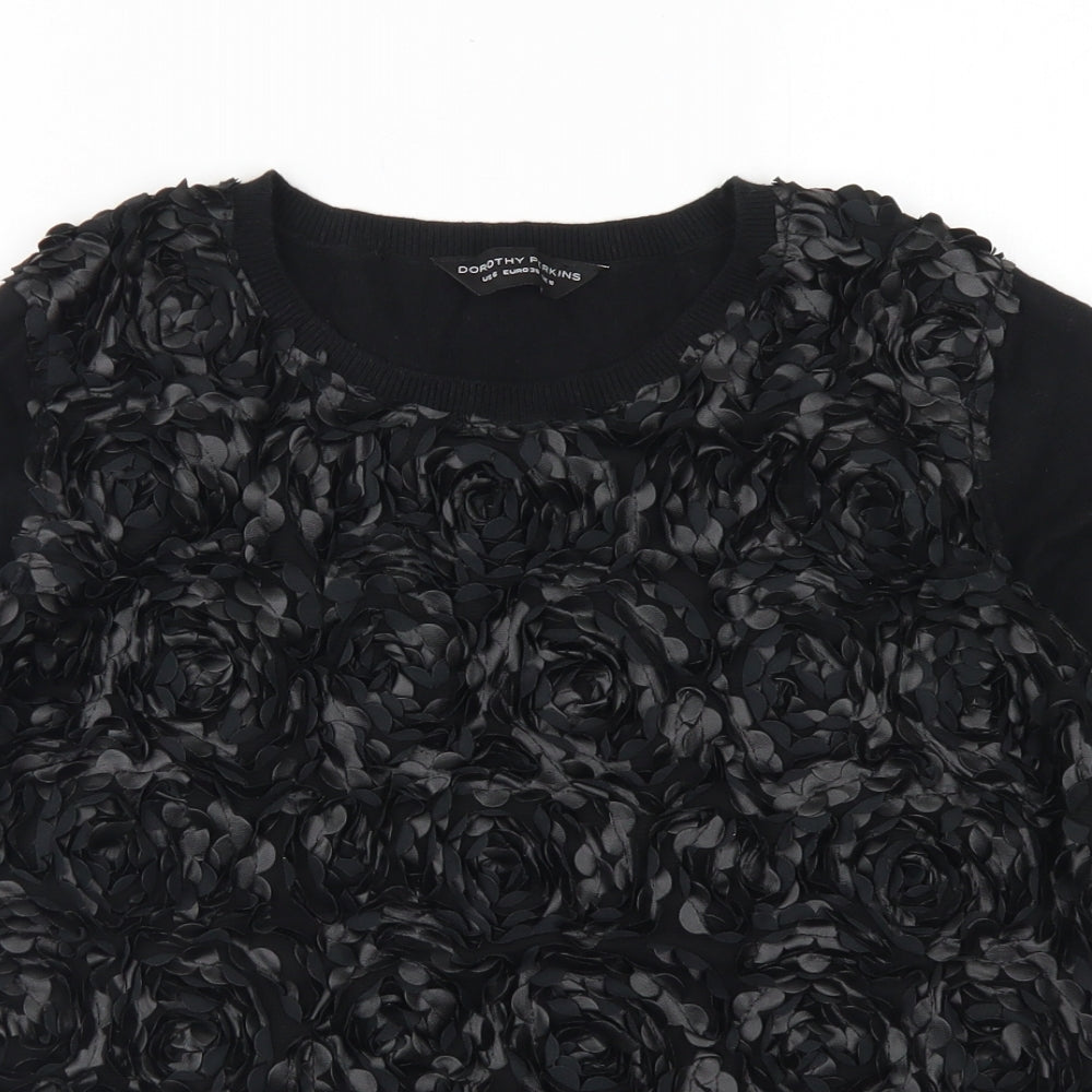 Dorothy Perkins Womens Black Crew Neck  Cotton Pullover Jumper Size 10