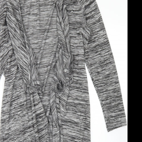 Atmosphere Womens Grey Round Neck Striped Polyester Cardigan Jumper Size 12   - Long Line