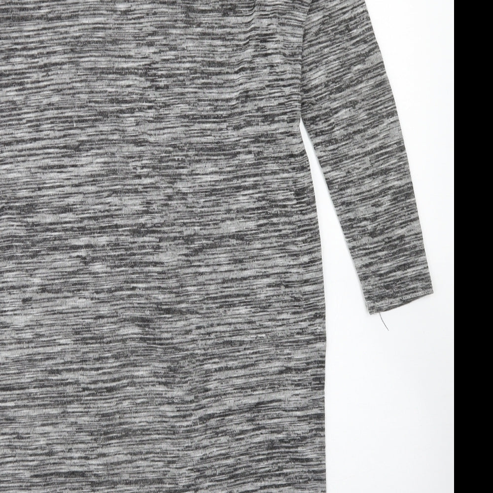 Atmosphere Womens Grey Round Neck Striped Polyester Cardigan Jumper Size 12   - Long Line