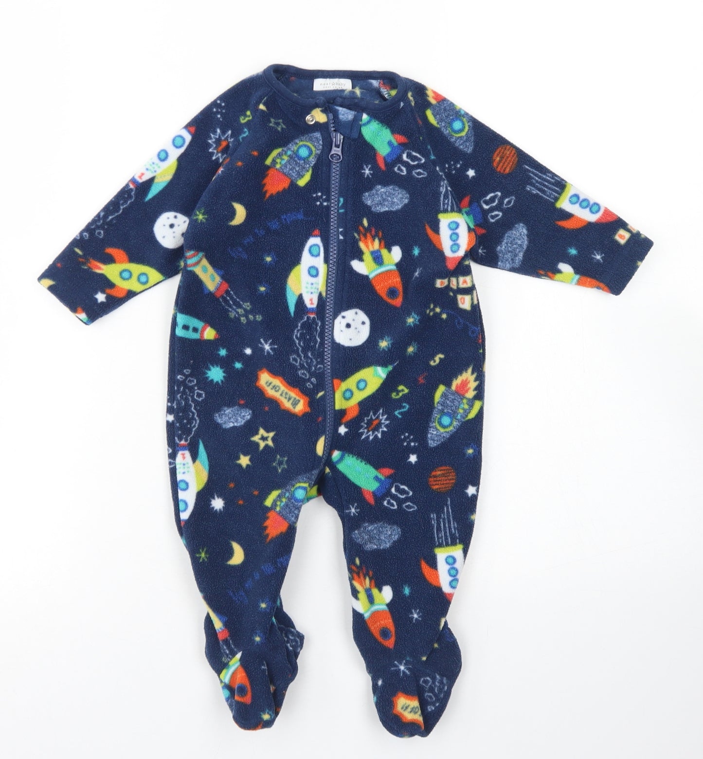 NEXT Boys Blue  Polyester Babygrow One-Piece Size 3-6 Months  Zip - Space Print