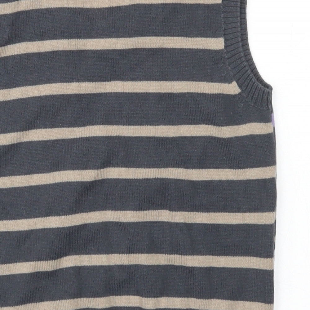 Matalan Boys Grey V-Neck Striped Cotton Vest Jumper Size 2-3 Years