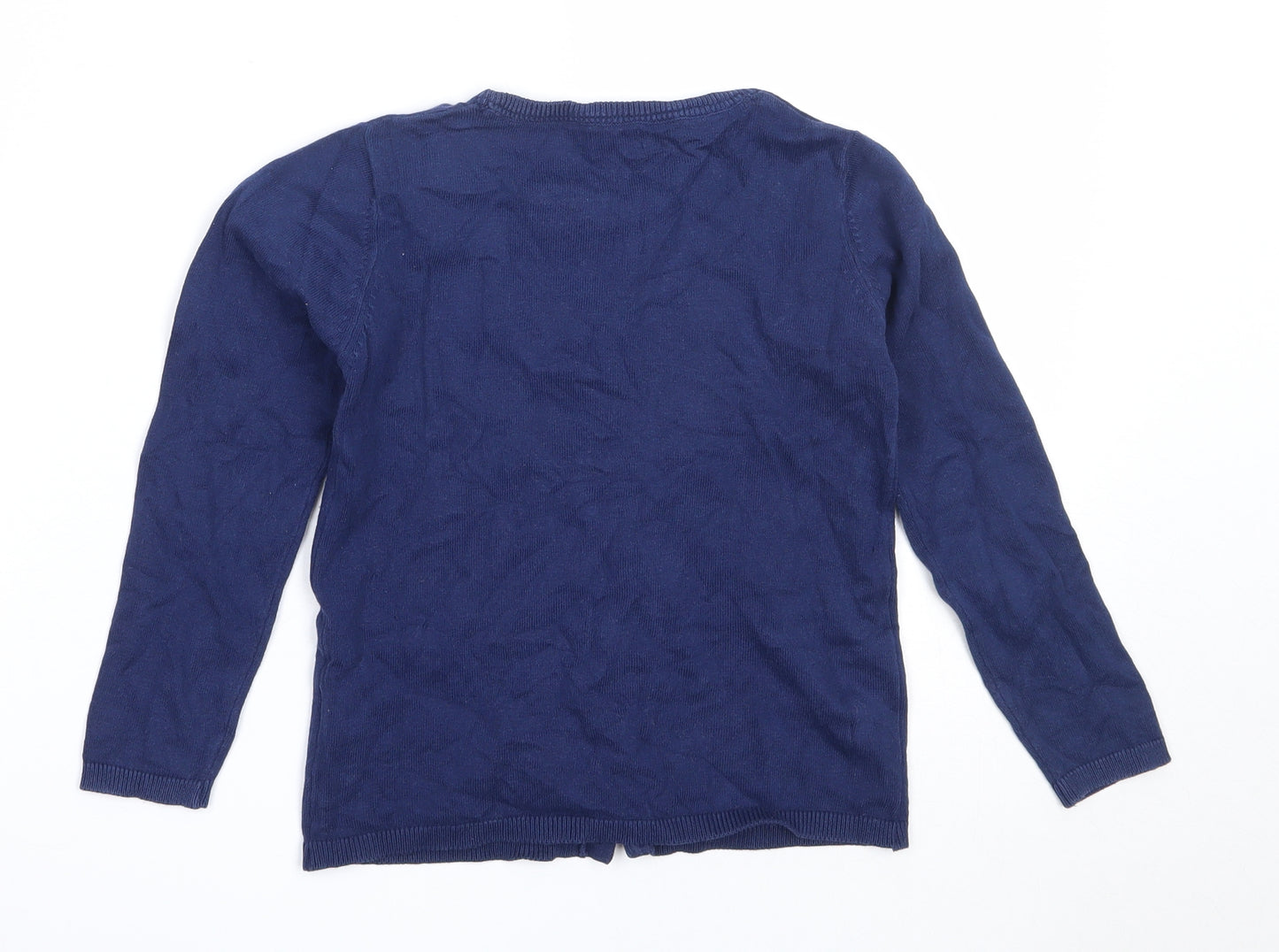 F&F Girls Blue Round Neck  Cotton Cardigan Jumper Size 5-6 Years