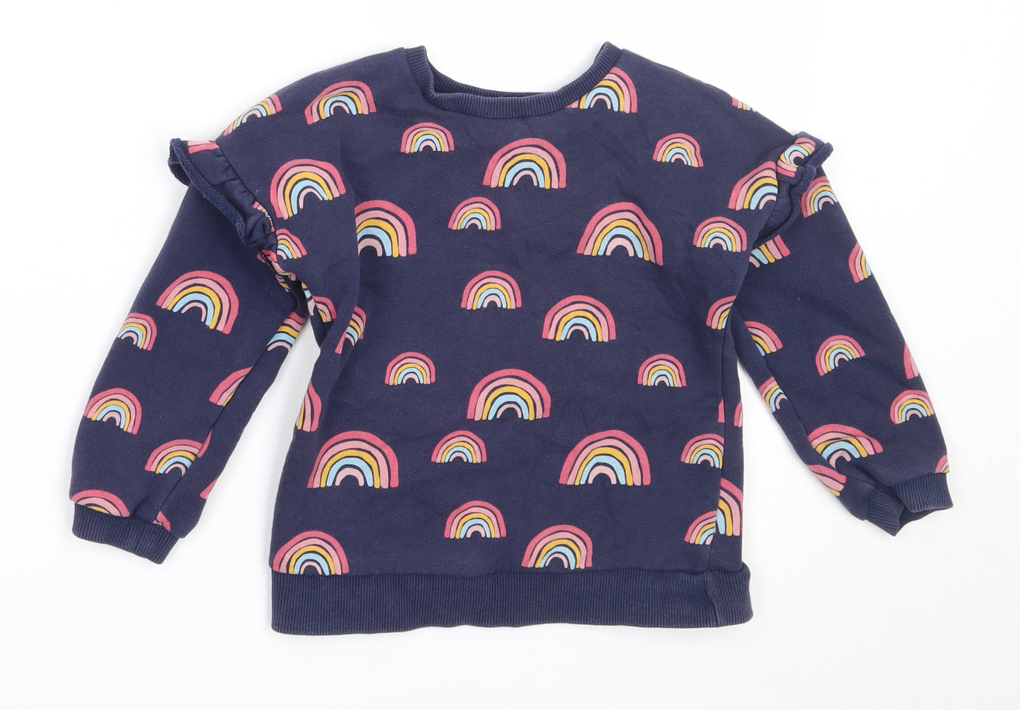 F&F Girls Blue  Cotton Pullover Sweatshirt Size 3-4 Years