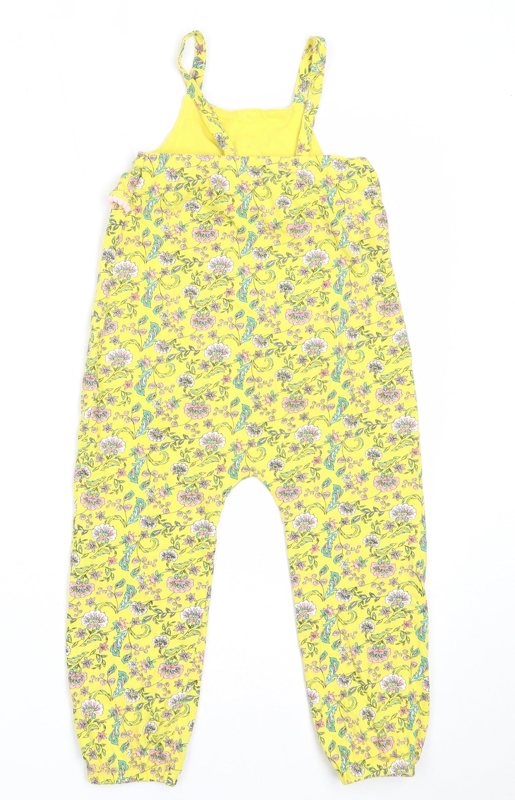 Matalan Girls Yellow Floral Cotton Jumpsuit One-Piece Size 3-4 Years