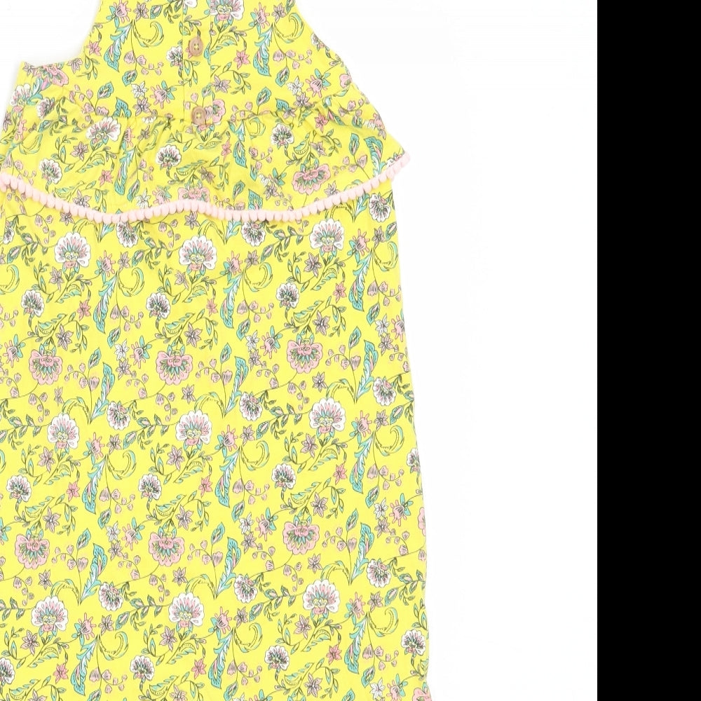 Matalan Girls Yellow Floral Cotton Jumpsuit One-Piece Size 3-4 Years