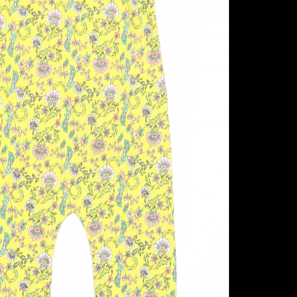 Matalan Girls Yellow Floral Cotton Jumpsuit One-Piece Size 3-4 Years