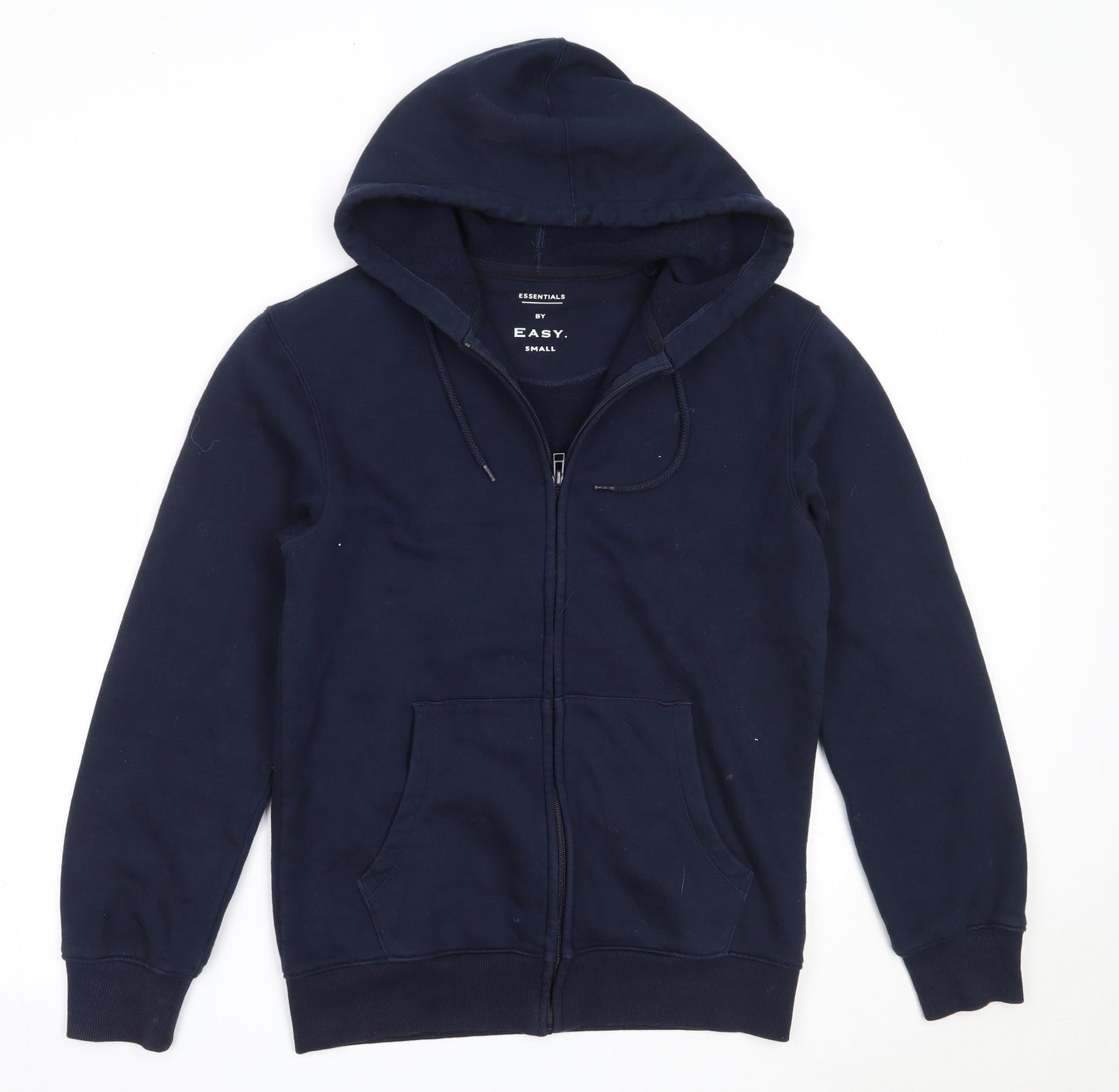 Easy Mens Blue  Cotton Full Zip Hoodie Size S