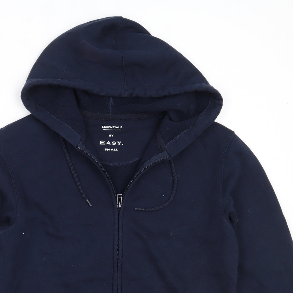 Easy Mens Blue  Cotton Full Zip Hoodie Size S