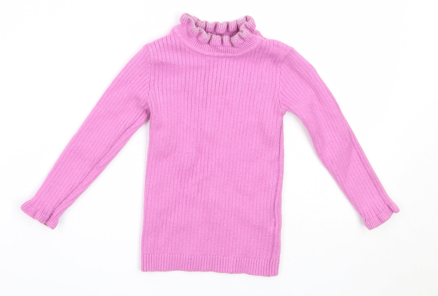 Matalan Girls Purple High Neck  Viscose Pullover Jumper Size 3-4 Years