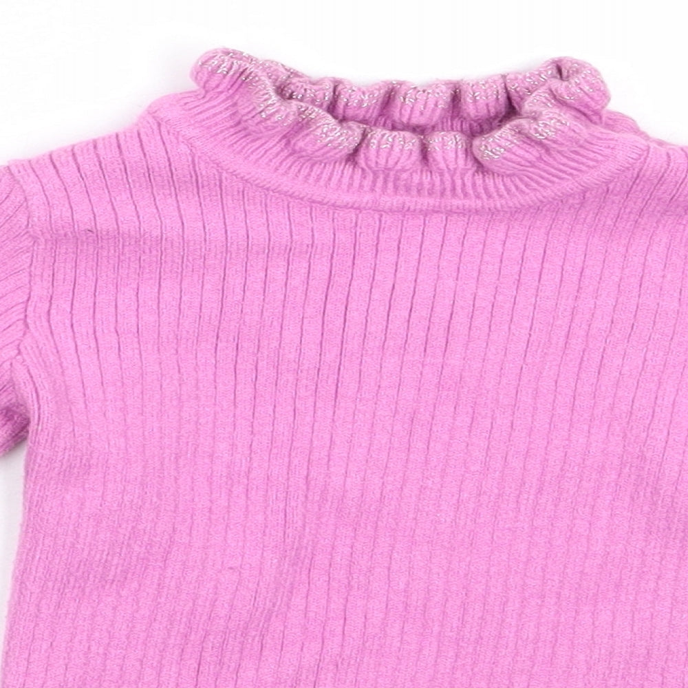 Matalan Girls Purple High Neck  Viscose Pullover Jumper Size 3-4 Years