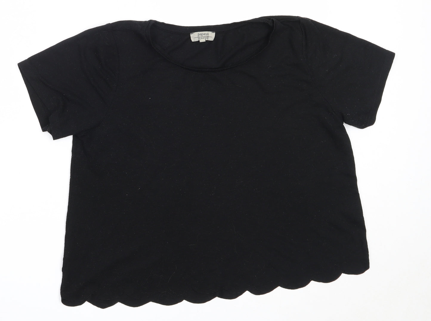 Boohoo Womens Black  Polyester Basic T-Shirt Size 14 Round Neck
