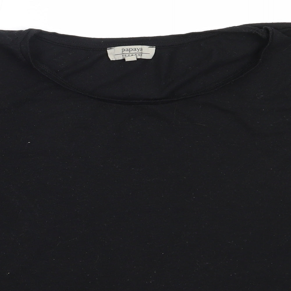 Boohoo Womens Black  Polyester Basic T-Shirt Size 14 Round Neck