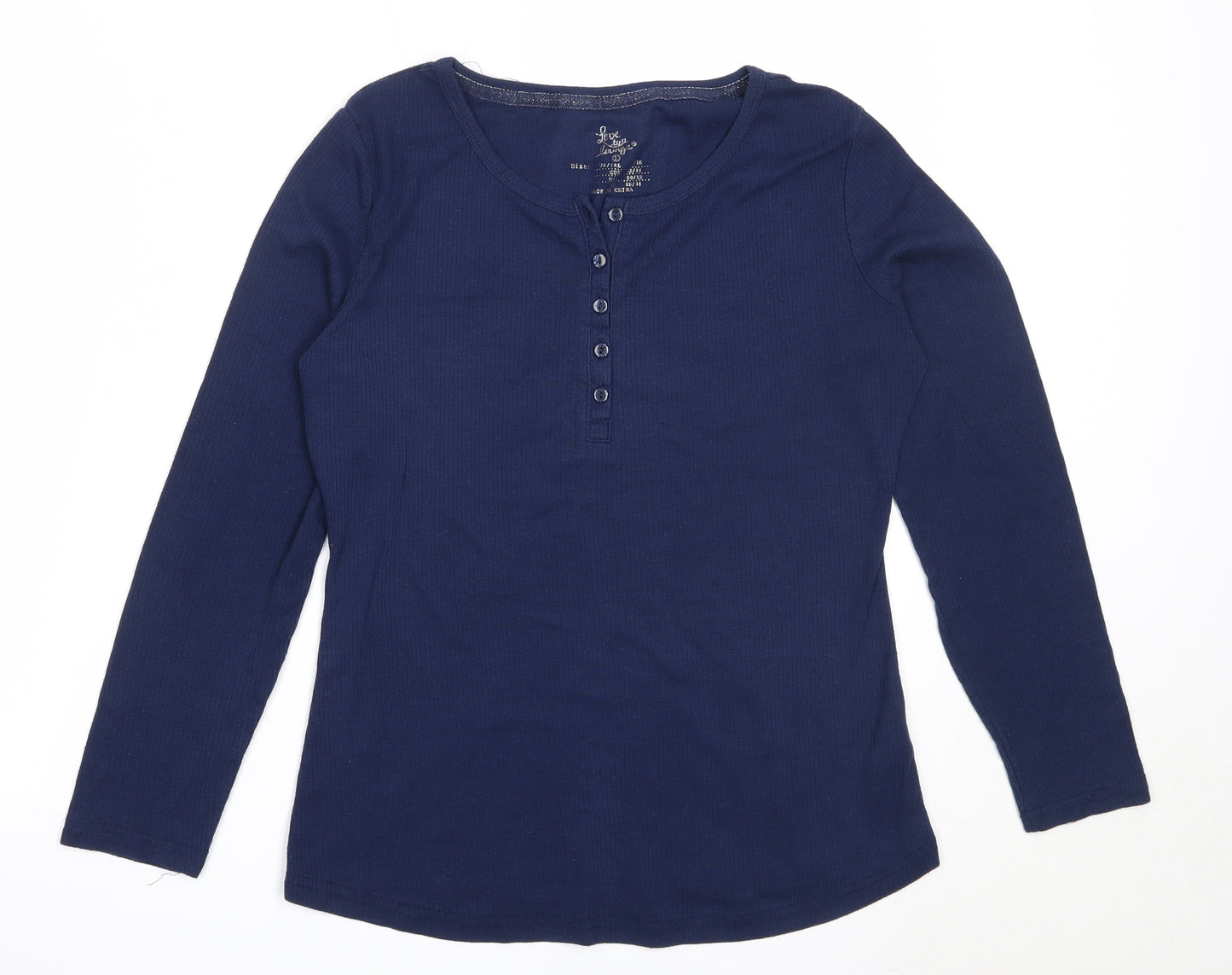 Primark Womens Blue Solid Polyester Top Pyjama Top Size L