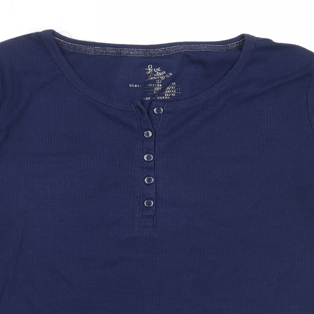 Primark Womens Blue Solid Polyester Top Pyjama Top Size L