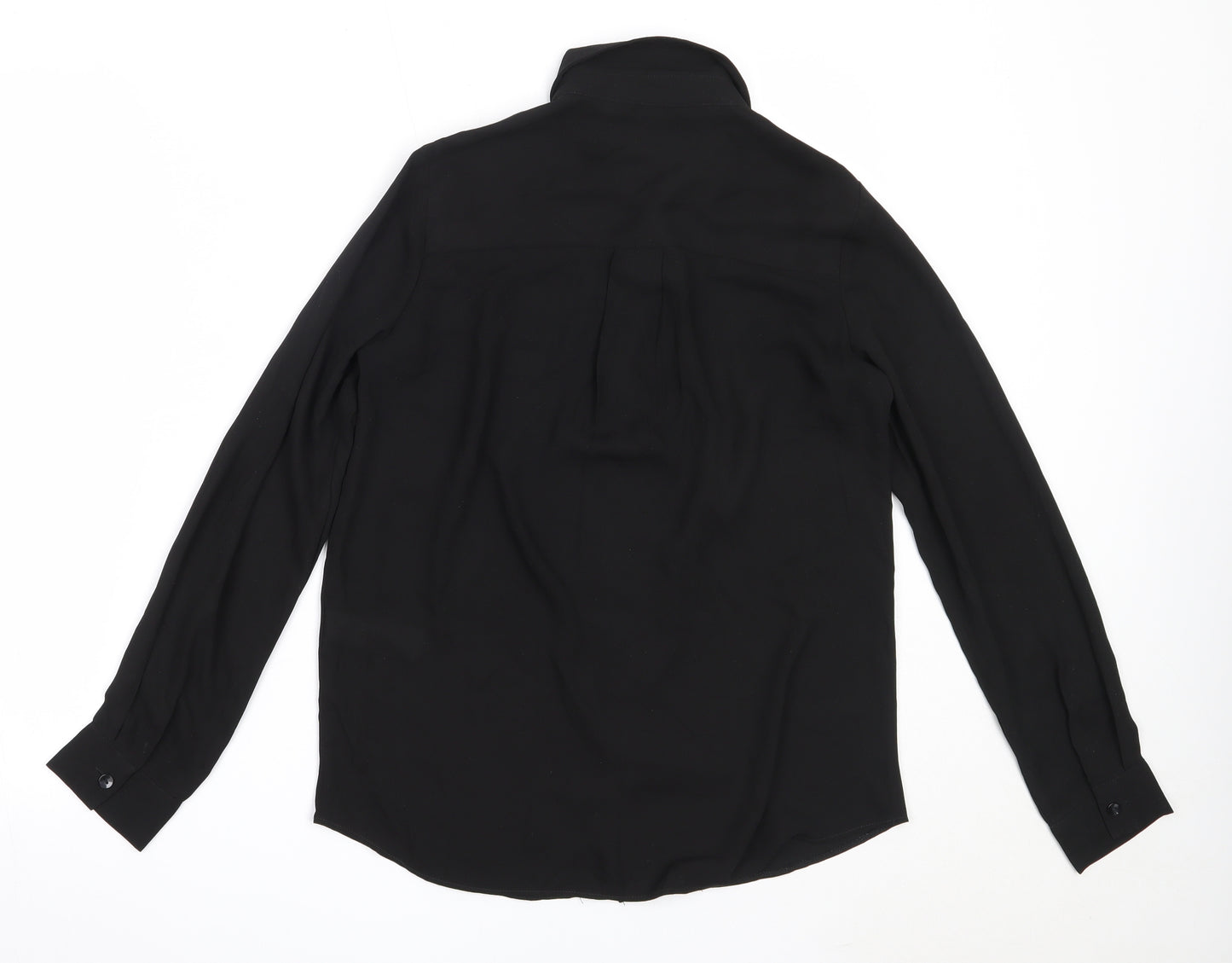 New Look Womens Black  Polyester Basic Button-Up Size 8 Collared