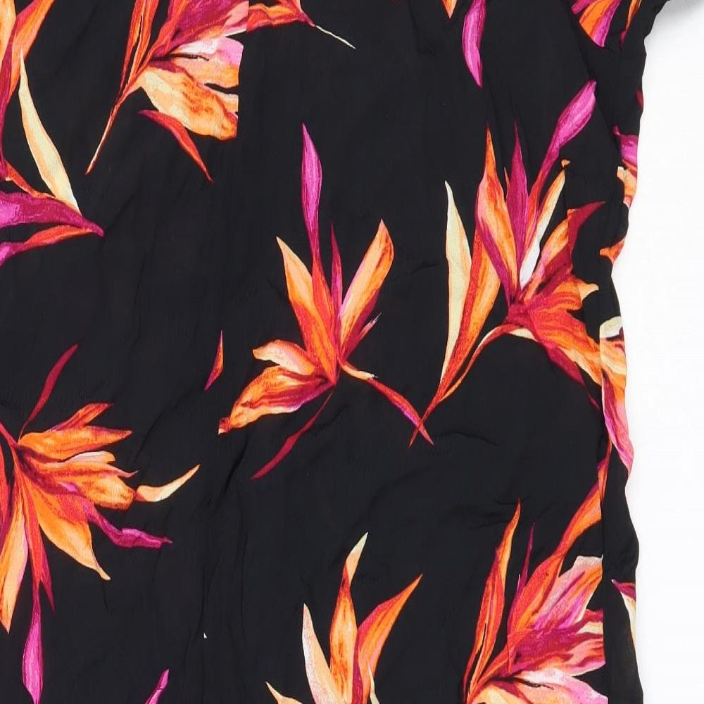 Debenhams Womens Black Floral Viscose Shift  Size 16  Round Neck