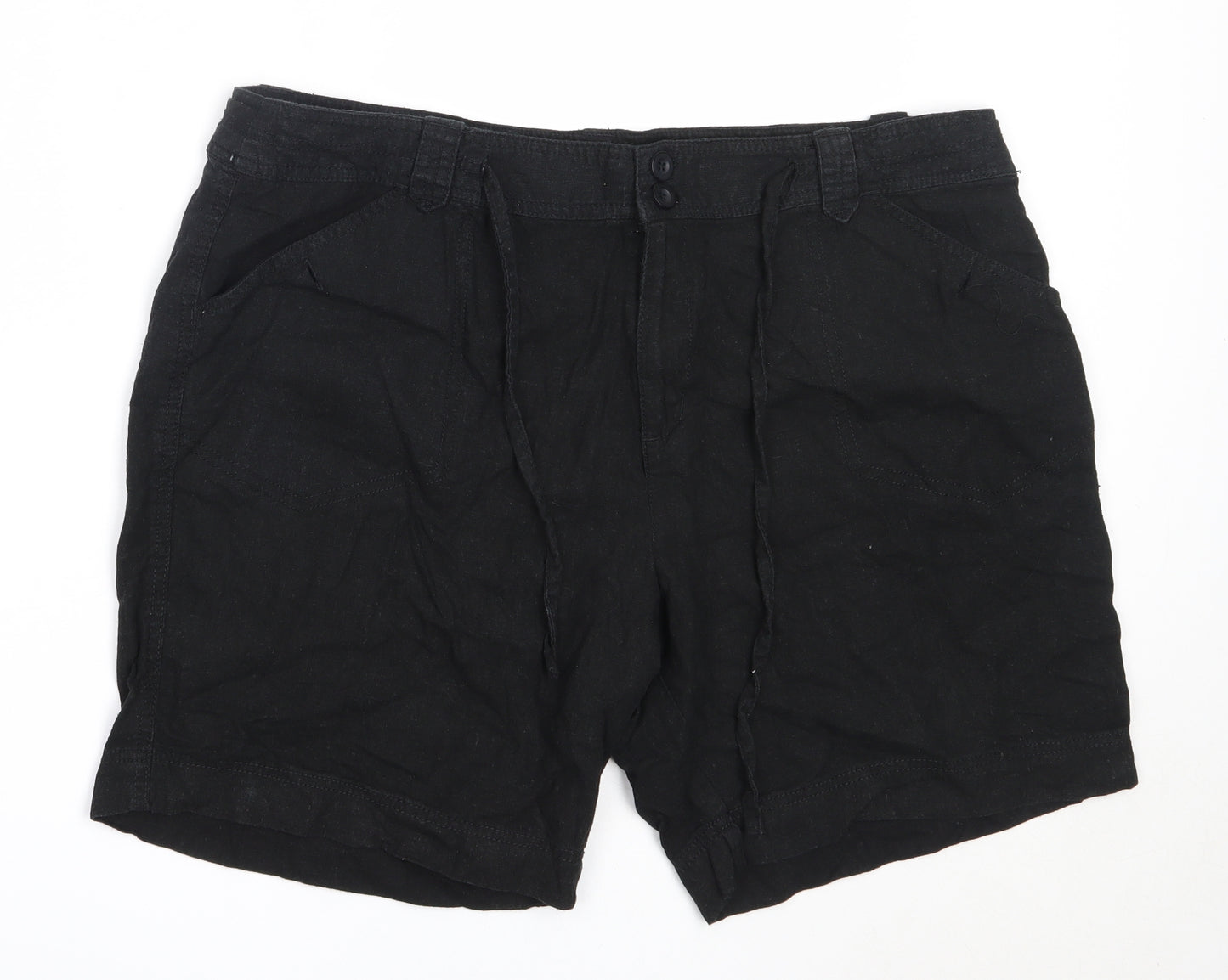 Debenhams Womens Black  Linen Bermuda Shorts Size 18  Regular