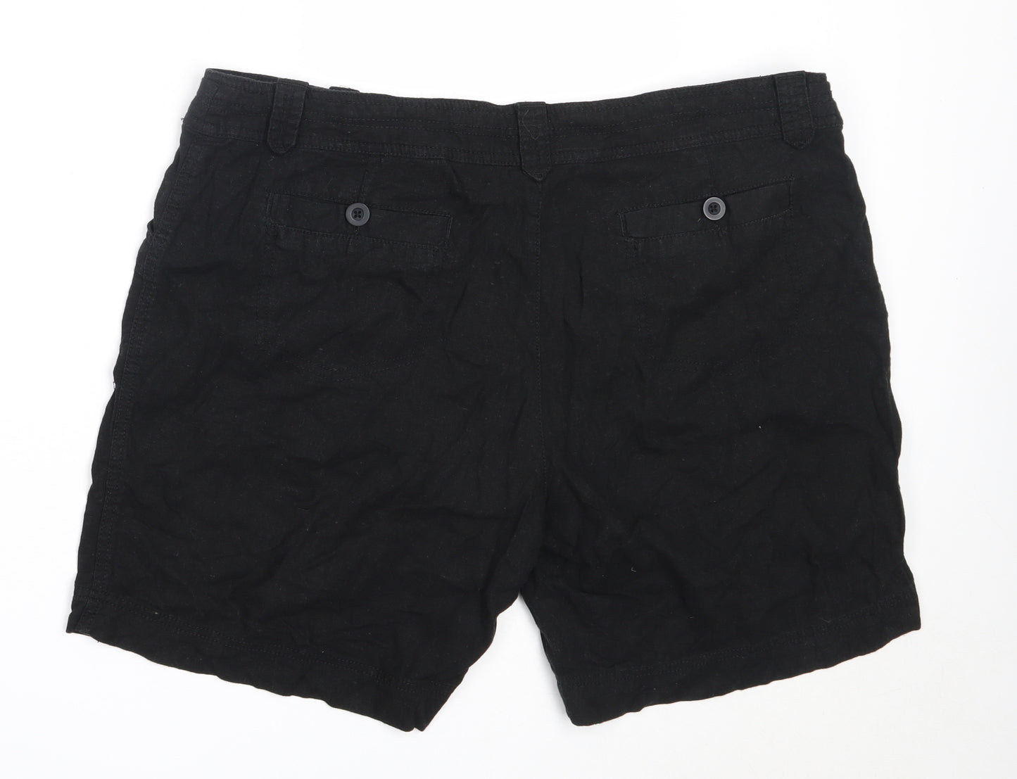 Debenhams Womens Black  Linen Bermuda Shorts Size 18  Regular