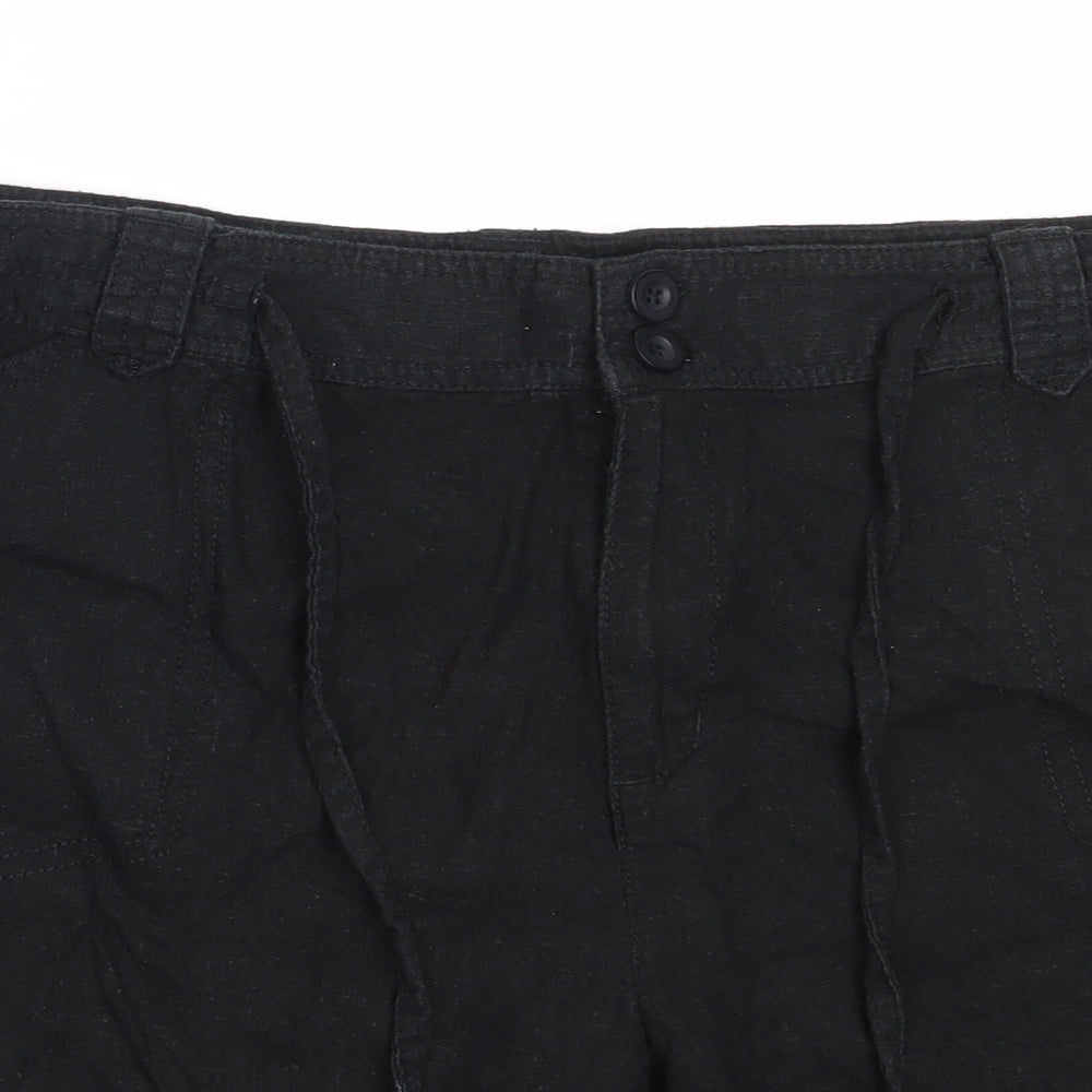 Debenhams Womens Black  Linen Bermuda Shorts Size 18  Regular