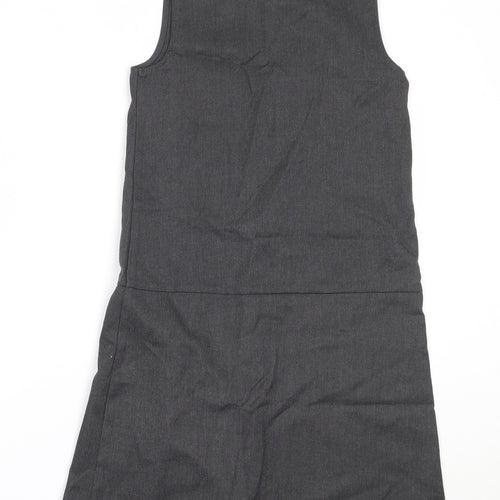 Lily & Dan Girls Grey  Polyester Pinafore/Dungaree Dress  Size 11-12 Years  Round Neck  - school