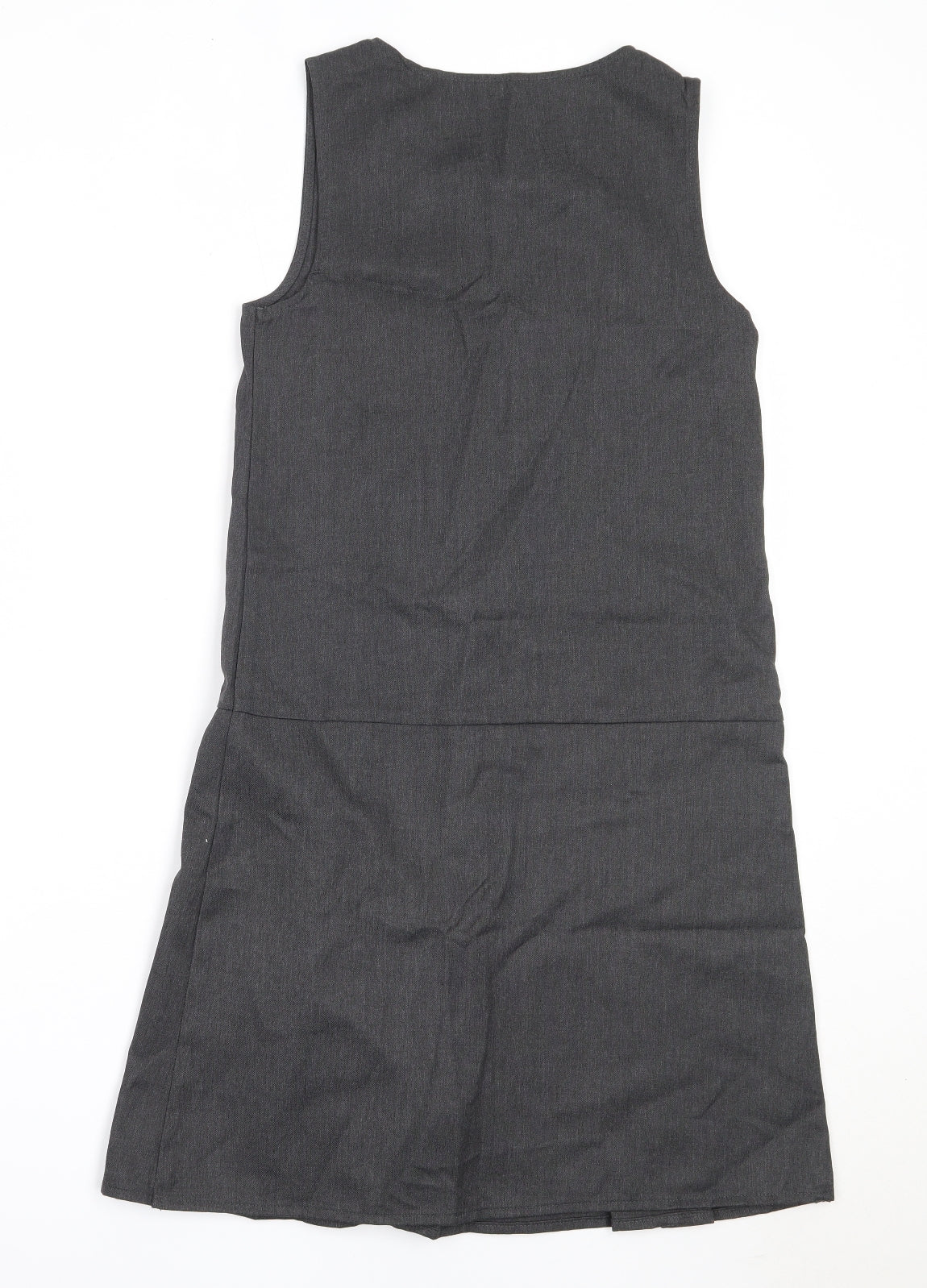 Lily & Dan Girls Grey  Polyester Pinafore/Dungaree Dress  Size 11-12 Years  Round Neck  - school