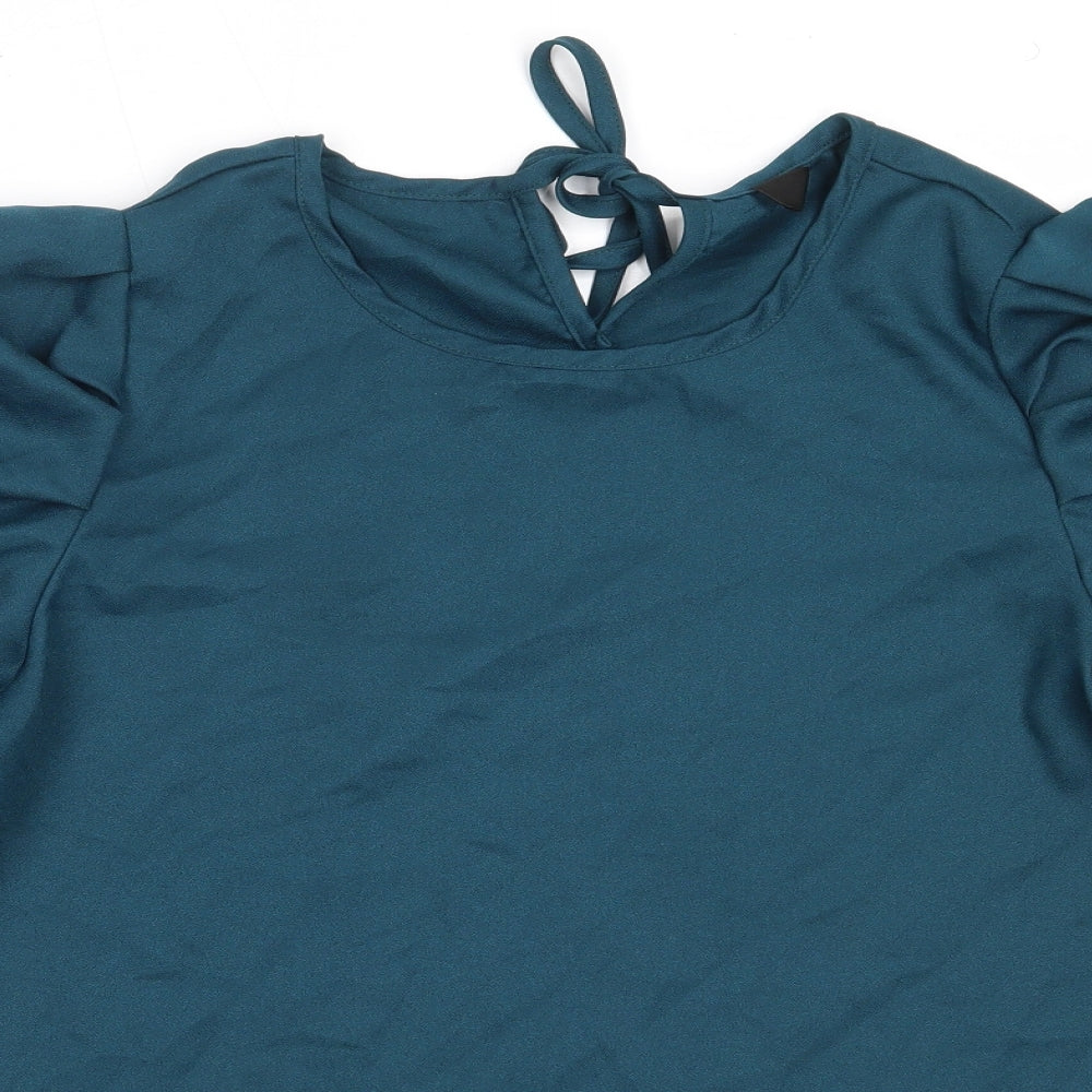 SheIn Womens Blue  Polyester Basic Blouse Size M Round Neck