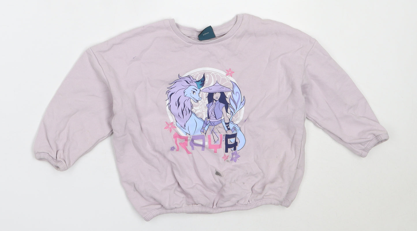 George Girls Purple  Cotton Pullover Sweatshirt Size 2-3 Years   - disney