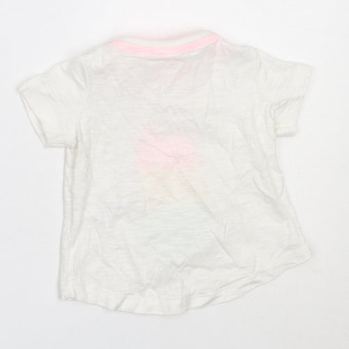F&F Girls White  Cotton Basic T-Shirt Size 3-6 Months Round Neck