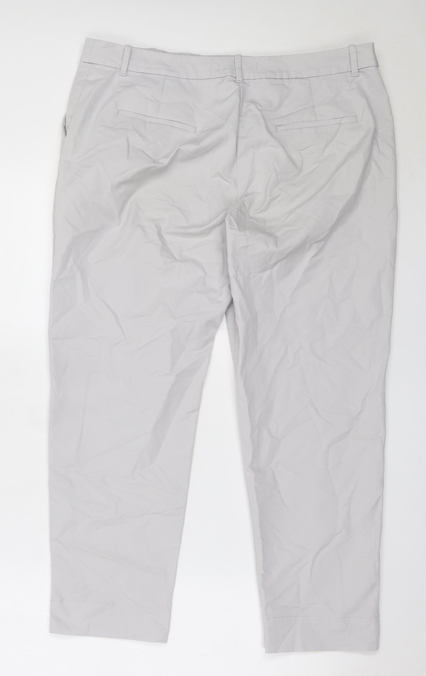Marks and Spencer Womens Grey  Cotton Capri Trousers Size 14 L25 in Regular