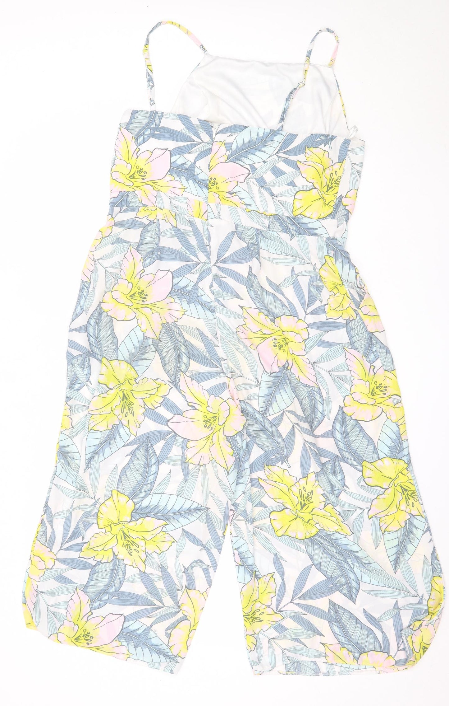 New Look Womens Blue Floral Polyester Jumpsuit One-Piece Size 16