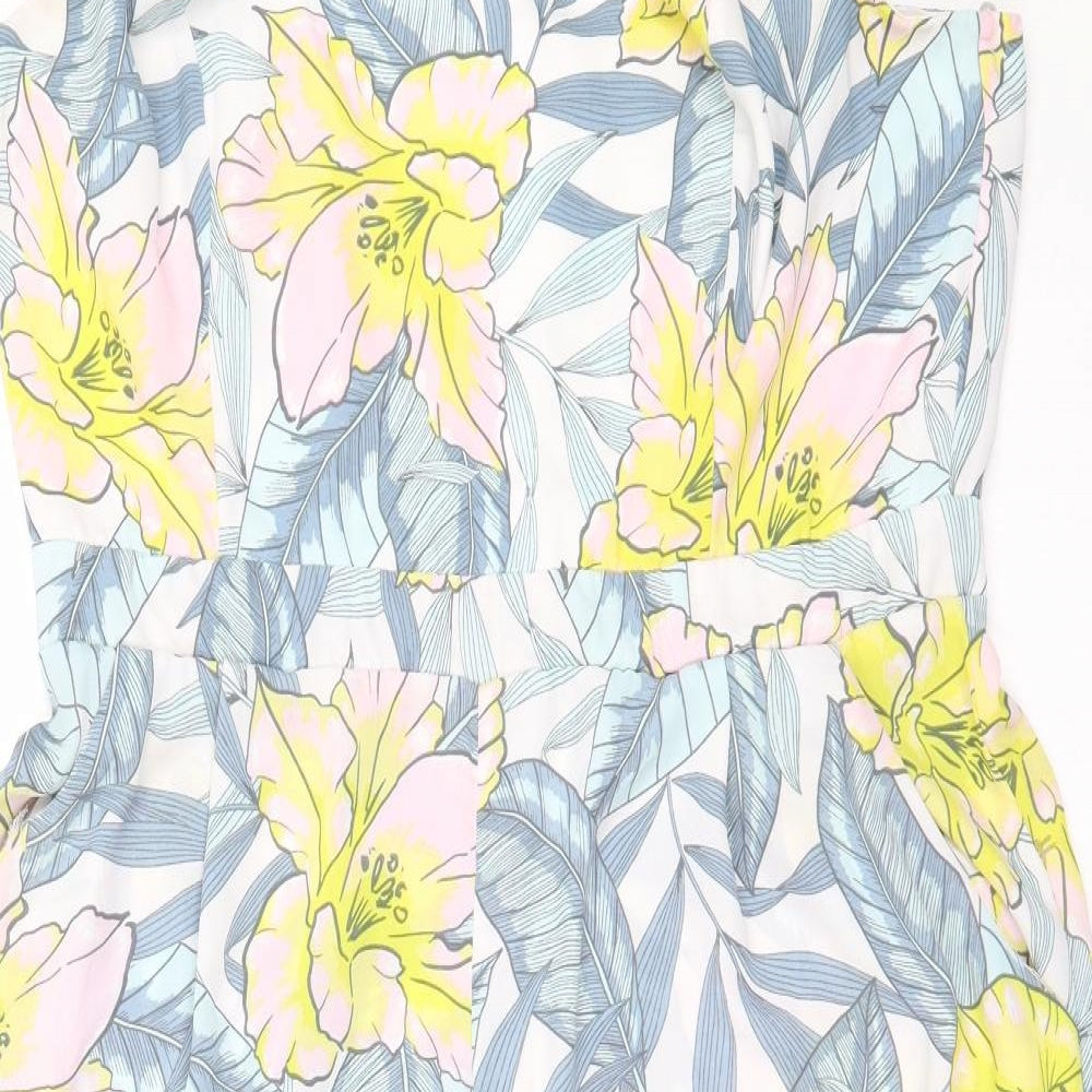 New Look Womens Blue Floral Polyester Jumpsuit One-Piece Size 16