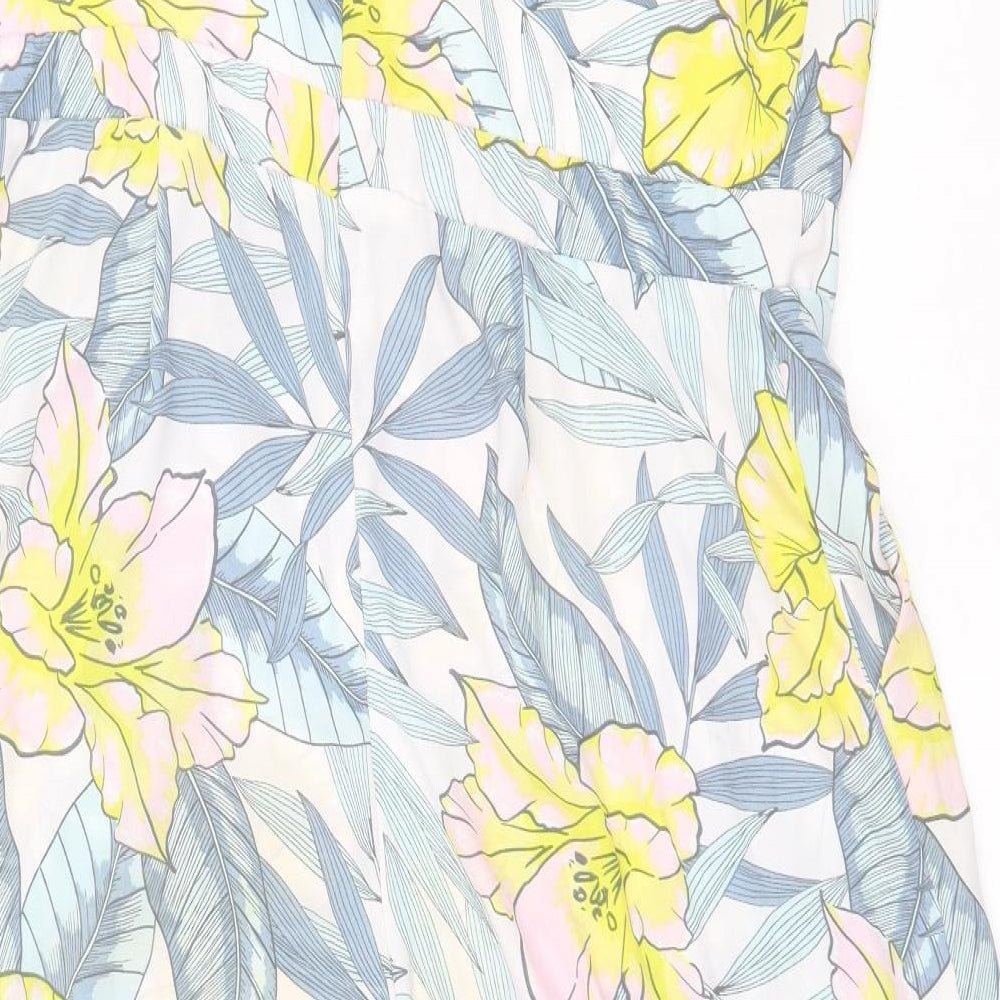 New Look Womens Blue Floral Polyester Jumpsuit One-Piece Size 16