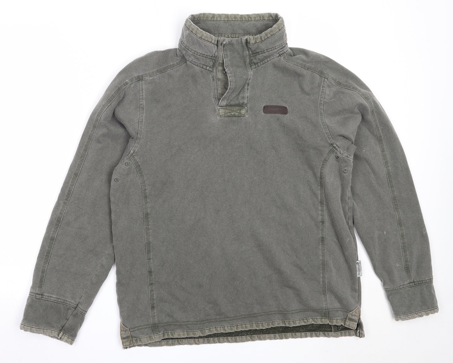 Regatta Mens Green  Cotton Henley Sweatshirt Size M