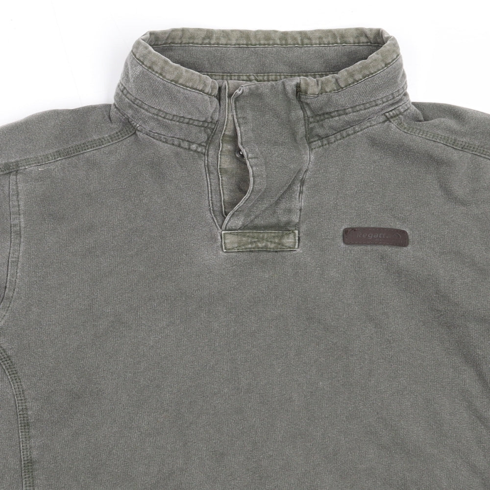 Regatta Mens Green  Cotton Henley Sweatshirt Size M