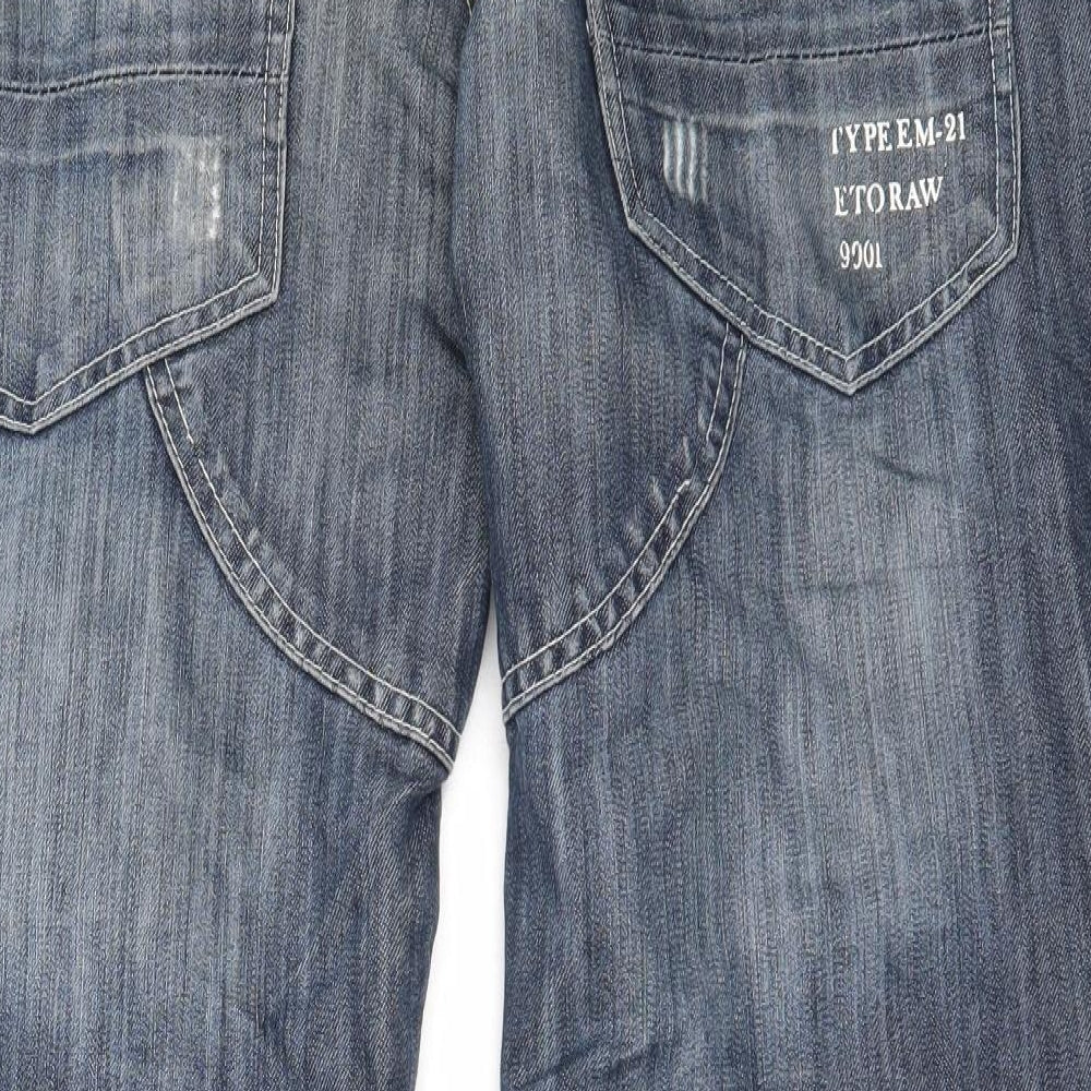 ETO Mens Blue  Cotton Straight Jeans Size 38 in L32 in Regular