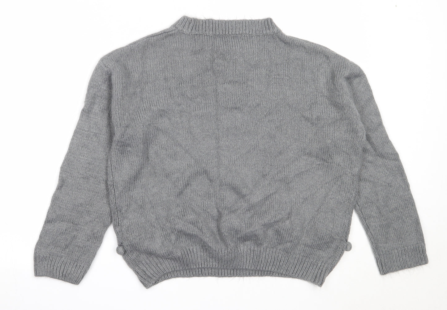 Studio Womens Grey Round Neck  Acrylic Pullover Jumper Size 16