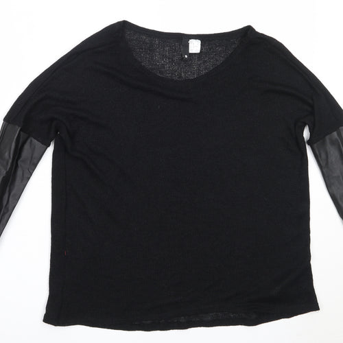 H&M Womens Black Round Neck  Viscose Pullover Jumper Size S