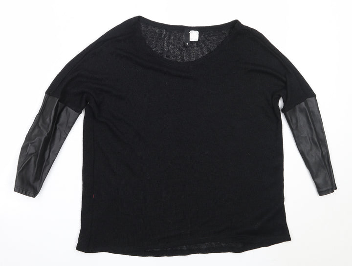 H&M Womens Black Round Neck Viscose Pullover Jumper Size S