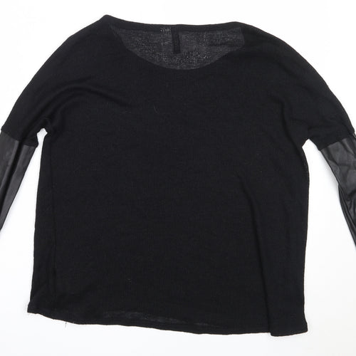 H&M Womens Black Round Neck  Viscose Pullover Jumper Size S
