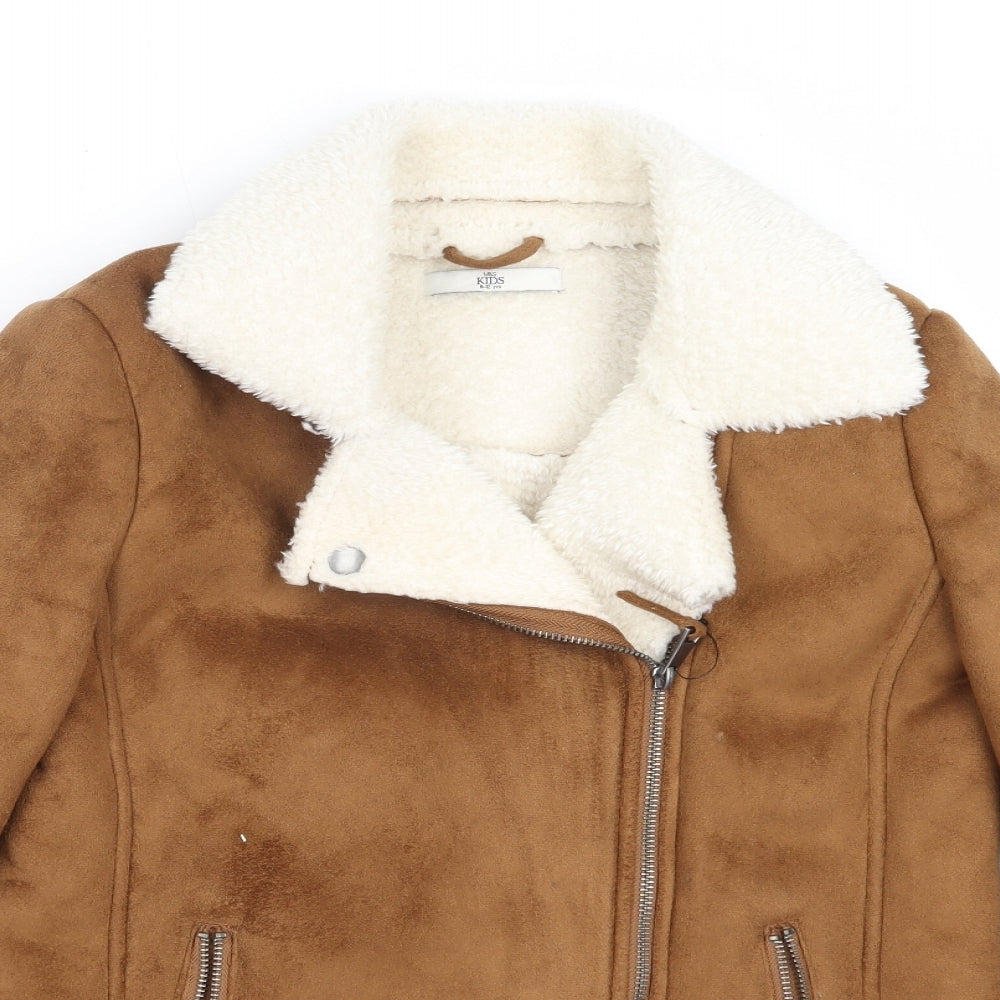 Marks and Spencer Girls Brown   Basic Coat Coat Size 11-12 Years