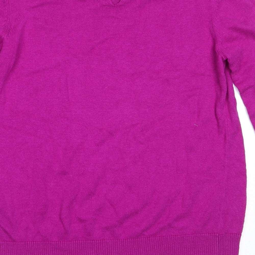 Oasis Womens Purple Round Neck  Cotton Pullover Jumper Size XS