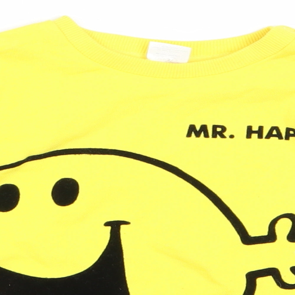 F&F Boys Yellow  Cotton Pullover Jumper Size 12-18 Months   - mr happy