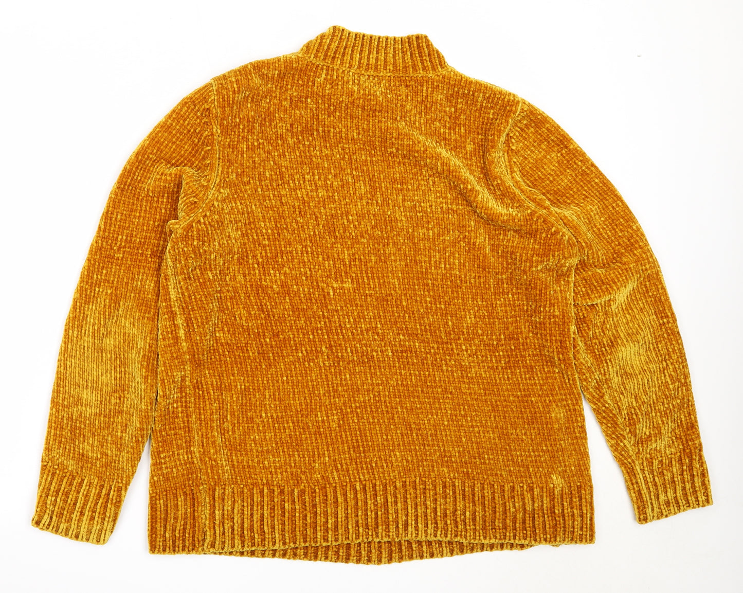 Bonmarché Womens Yellow Round Neck  Polyester Pullover Jumper Size 16