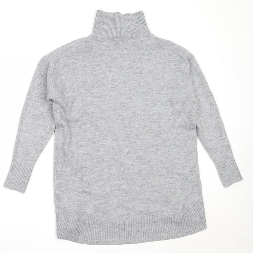 KLEY Womens Grey High Neck  Acrylic Tunic Jumper Size S