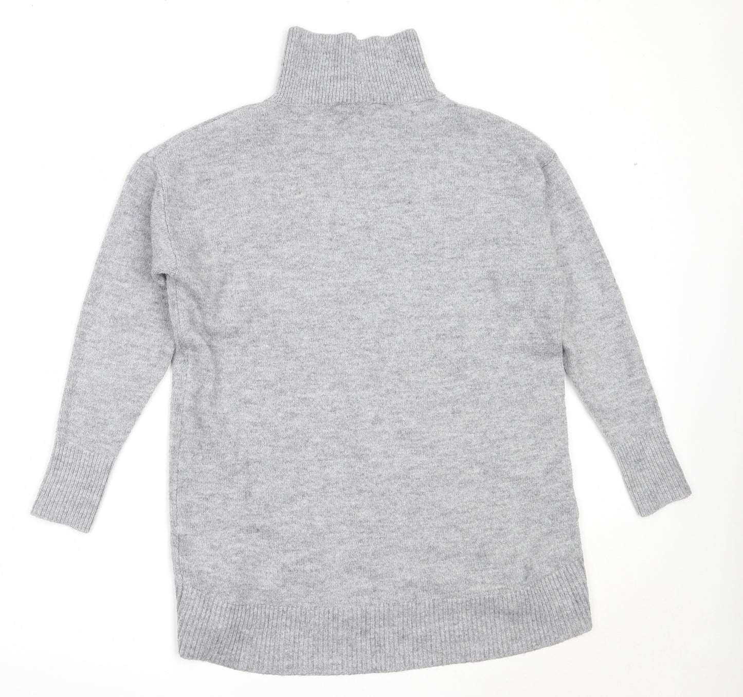 KLEY Womens Grey High Neck  Acrylic Tunic Jumper Size S