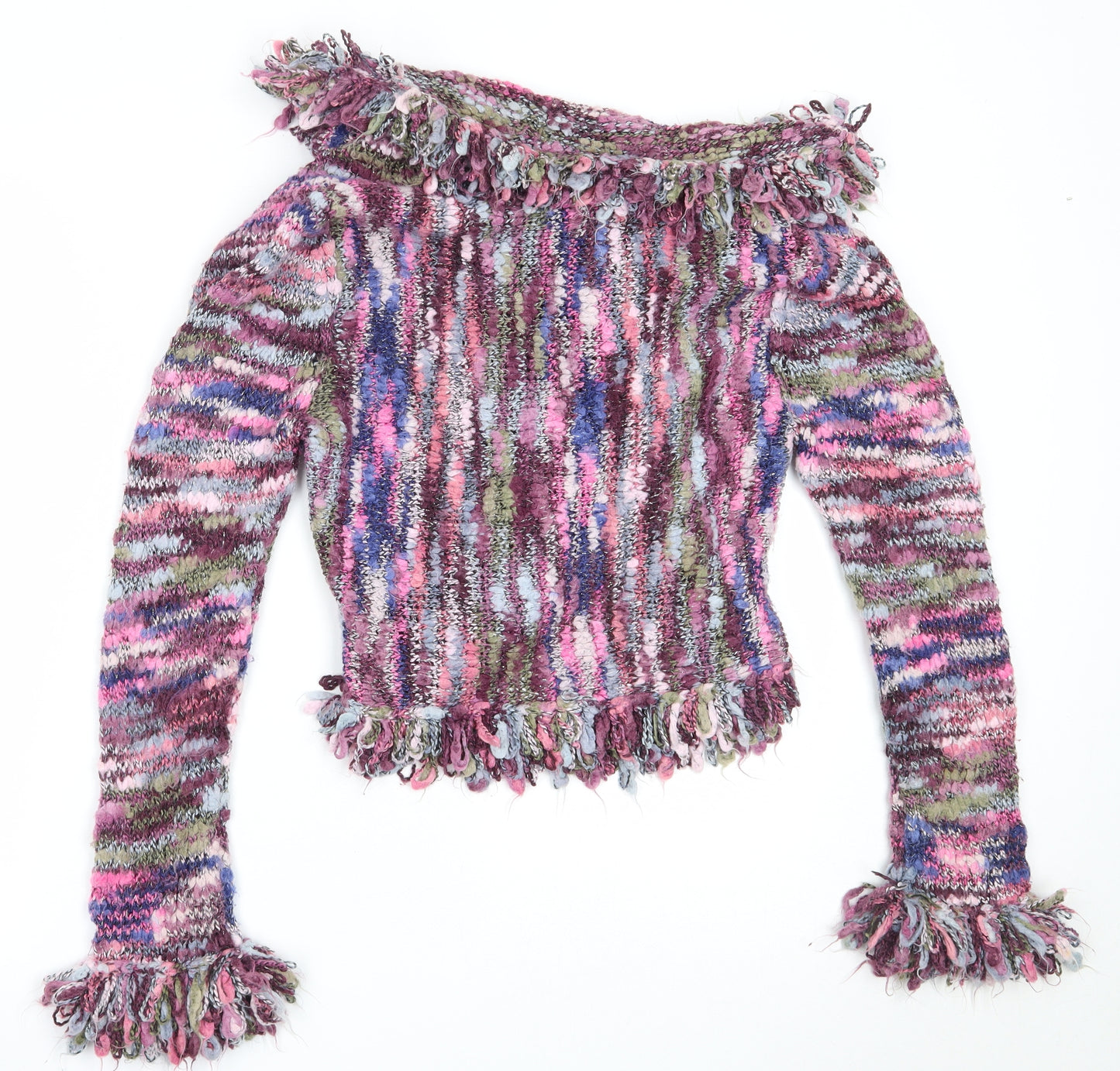 Per Una Womens Purple V-Neck  Acrylic Cardigan Jumper Size L